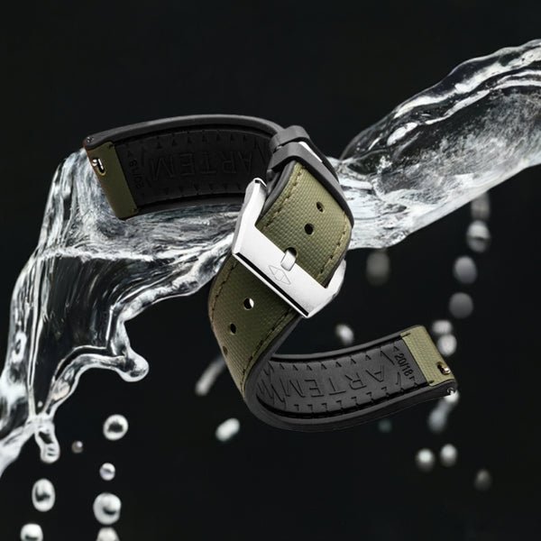 Artem HydroFlex Green Sailcloth FKM Rubber Watch Strap