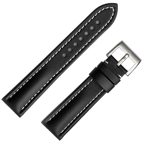 Artem Classic Sailcloth Black White Stitch Watch Strap | Holben's