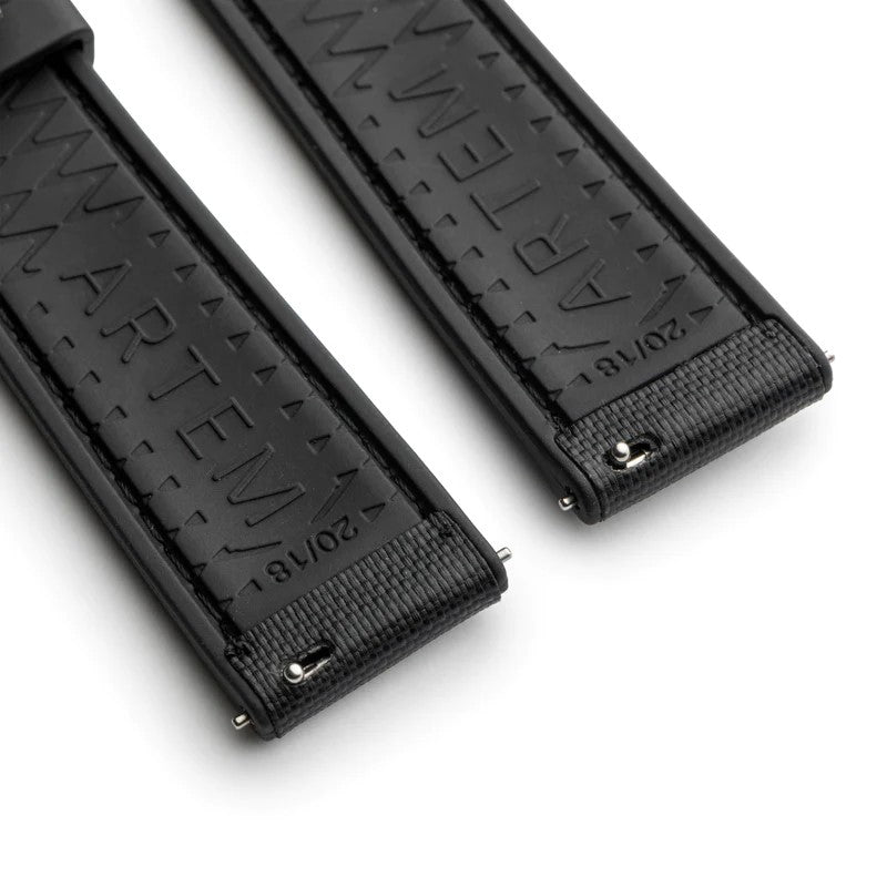 Artem HydroFlex Black Sailcloth FKM Rubber Watch Strap | Holben's