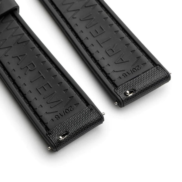 Artem HydroFlex Black Sailcloth FKM Rubber Watch Strap | Holben's