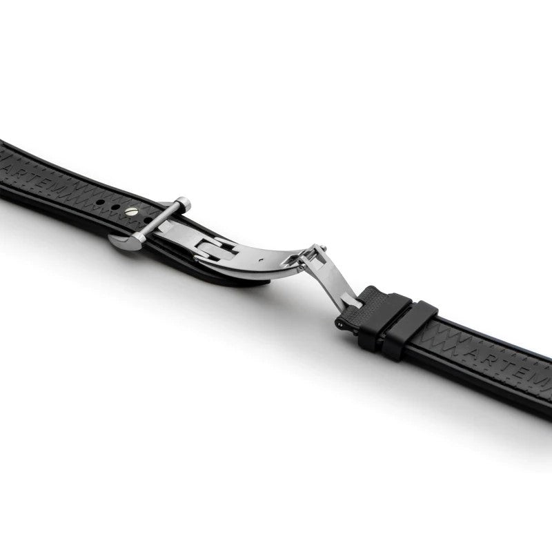 Artem HydroFlex Black Sailcloth FKM Rubber Watch Strap | Holben's