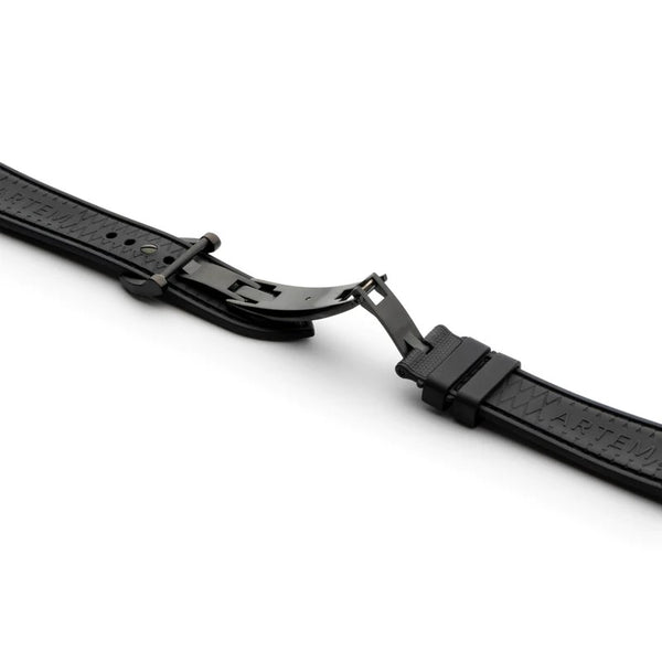 Artem HydroFlex Black Sailcloth FKM Rubber Watch Strap | Holben's