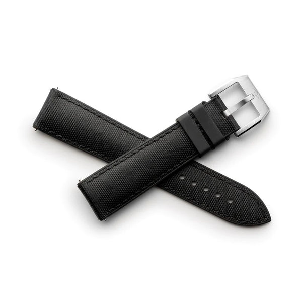 Artem HydroFlex Black Sailcloth FKM Rubber Watch Strap | Holben's