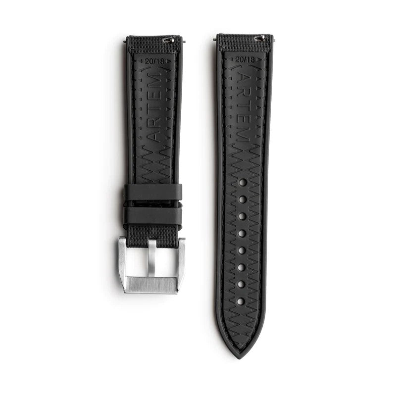 Artem HydroFlex Black Sailcloth FKM Rubber Watch Strap | Holben's