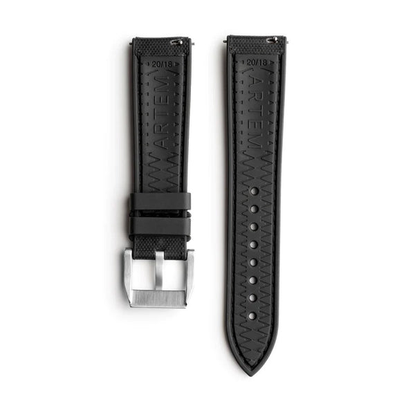 Artem HydroFlex Black Sailcloth FKM Rubber Watch Strap | Holben's