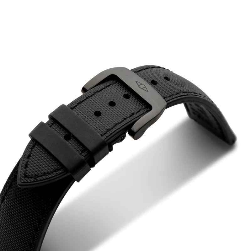 Artem HydroFlex Black Sailcloth FKM Rubber Watch Strap | Holben's
