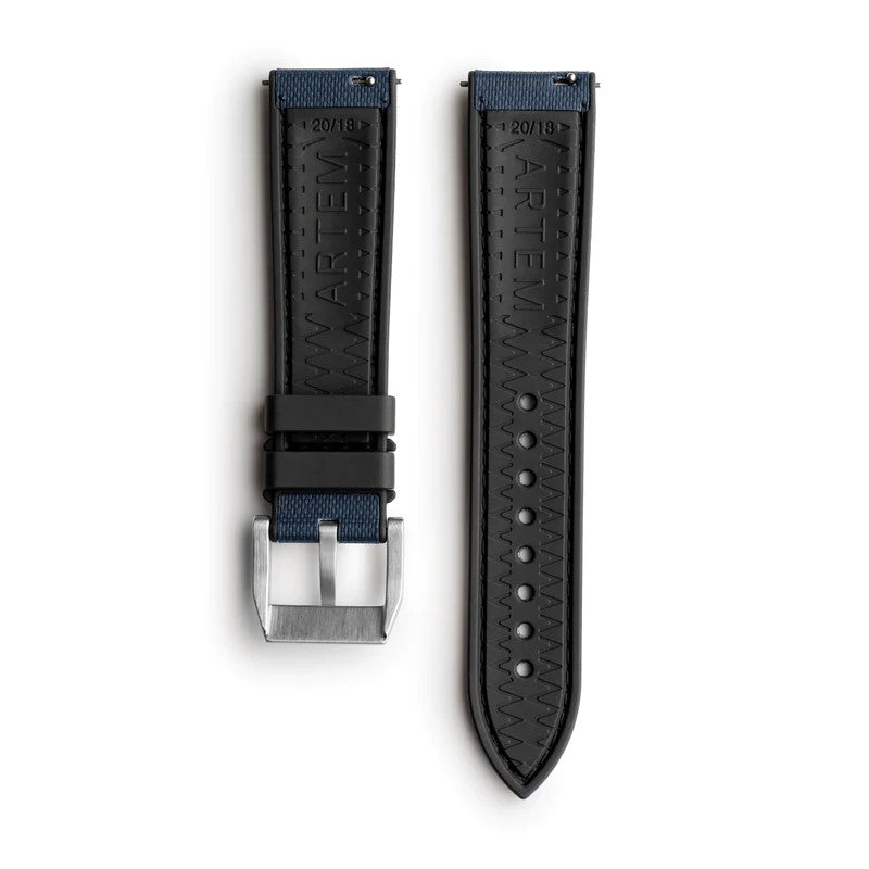Artem HydroFlex Blue Sailcloth FKM Rubber Watch Strap | Holben's