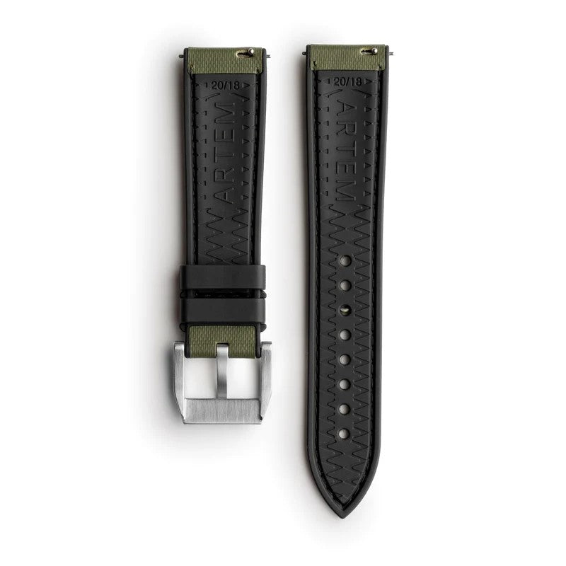 Artem HydroFlex Sailcloth FKM Rubber Green Watch Strap | Holben's