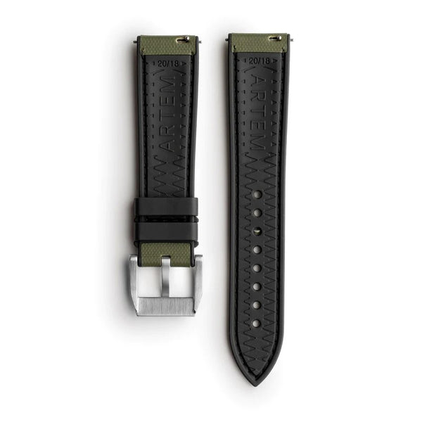 Artem HydroFlex Sailcloth FKM Rubber Green Watch Strap | Holben's