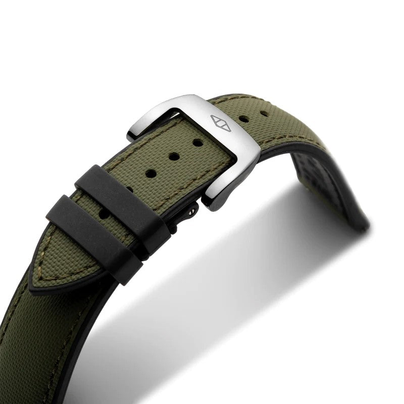 Artem HydroFlex Sailcloth FKM Rubber Green Watch Strap | Holben's