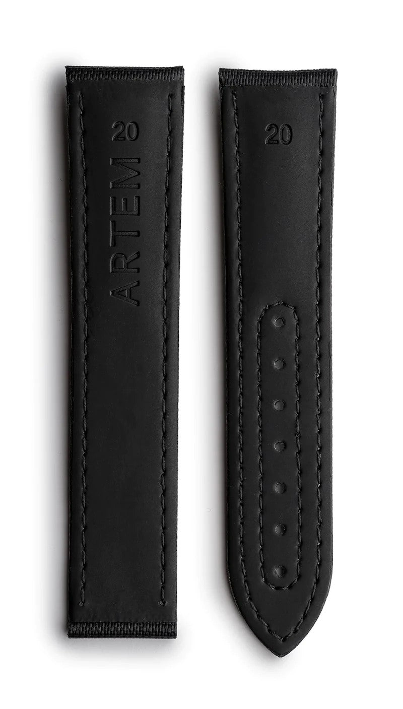 Artem Loop-Less Sailcloth Black Grey Stitch Watch Strap | Holben's