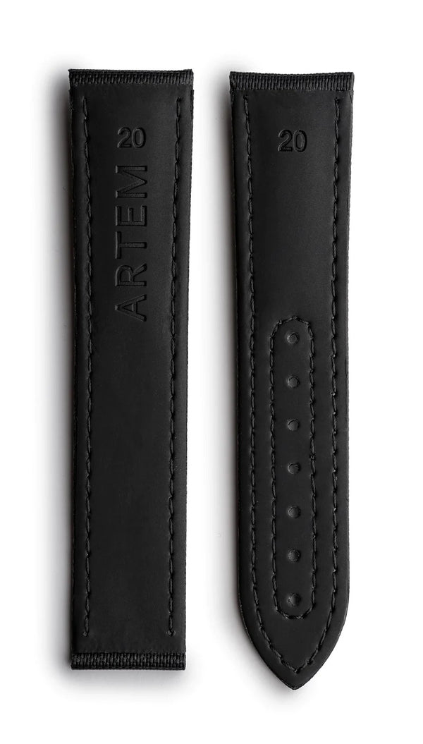 Artem Loop-Less Sailcloth Black Grey Stitch Watch Strap | Holben's