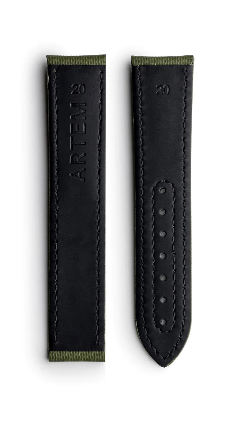 Artem Loop-Less Sailcloth Green Watch Strap | Holben's