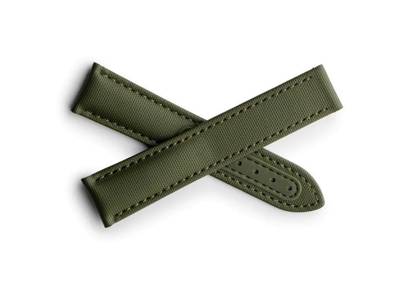 Artem Loop-Less Sailcloth Green Watch Strap | Holben's