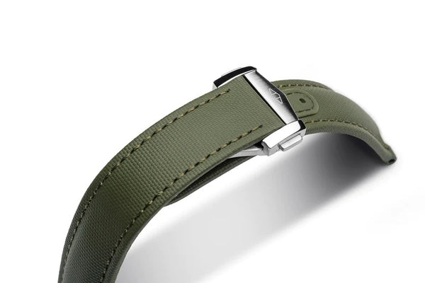 Artem Loop-Less Sailcloth Green Watch Strap | Holben's