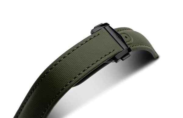 Artem Loop-Less Sailcloth Green Watch Strap | Holben's