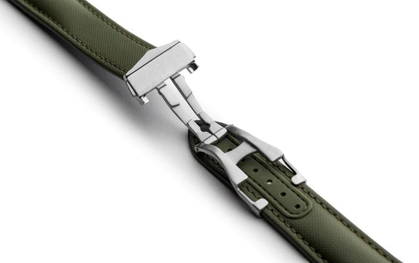 Artem Loop-Less Sailcloth Green Watch Strap | Holben's