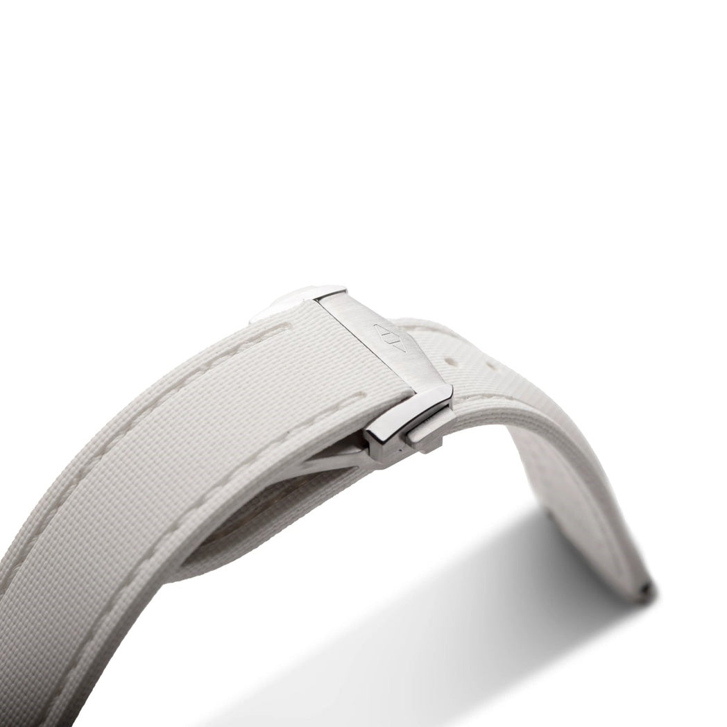 Artem Loop-Less HydroFlex Nova Light White Sailcloth Watch Strap | Holben's