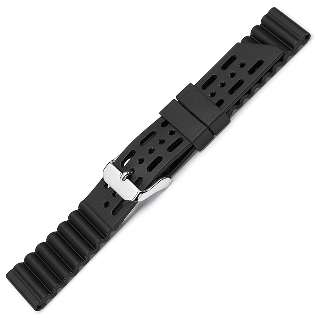Bonetto Cinturini 282 Black Rubber Watch Strap - Holben's