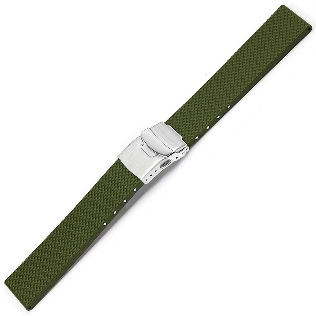 Bonetto Cinturini 300D Green N Rubber Watch Strap - Holben's