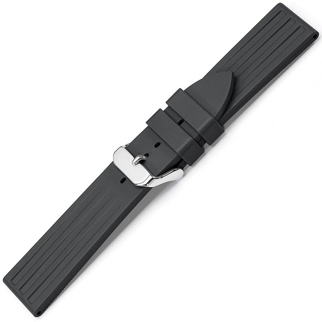 Bonetto Cinturini 314 Dark Grey Rubber Watch Strap - Holben's