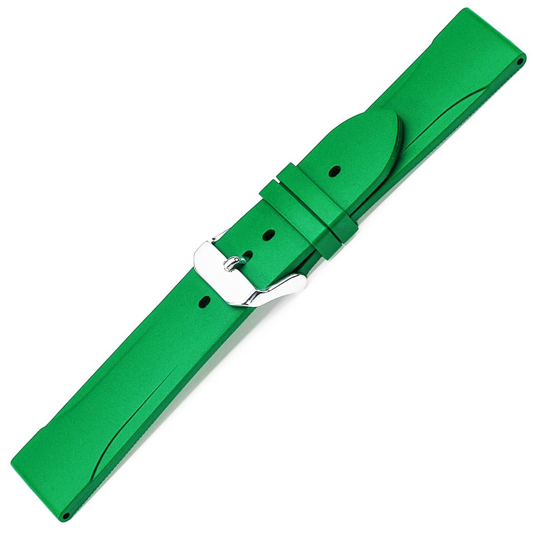 Bonetto Cinturini 315 Flag Green Rubber Watch Strap - Holben's