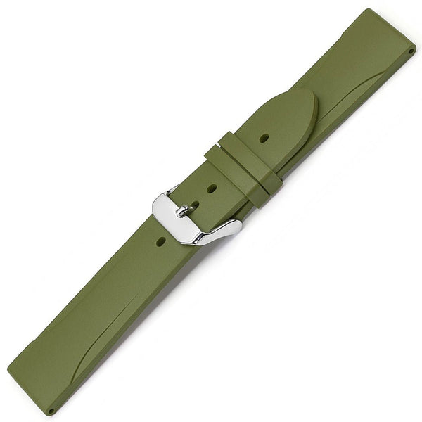 Bonetto Cinturini 315 Olive Green Rubber Watch Strap - Holben's