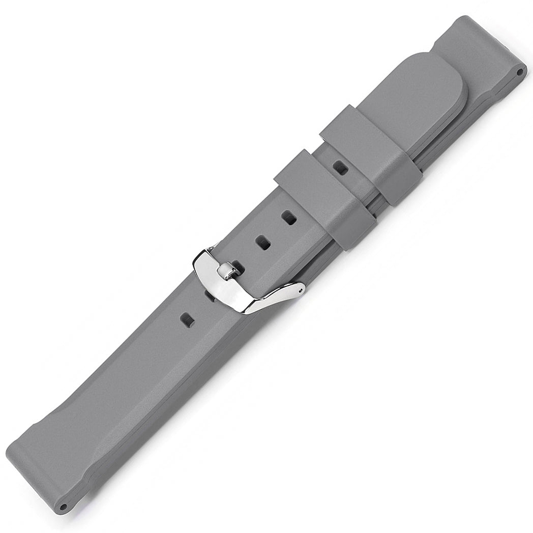 Bonetto Cinturini 317 Light Grey Rubber Watch Strap - Holben's