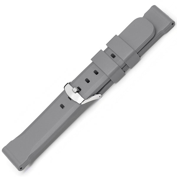 Bonetto Cinturini 317 Light Grey Rubber Watch Strap - Holben's