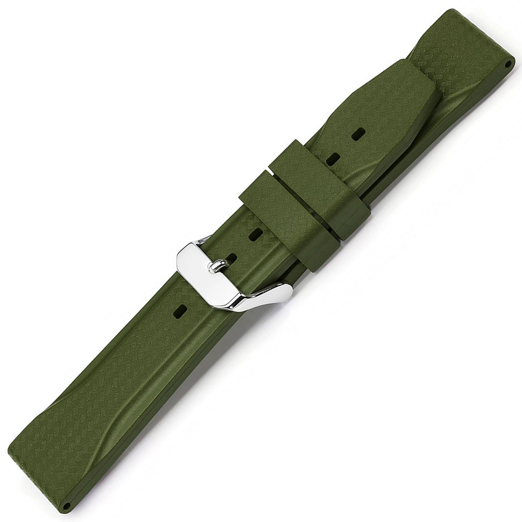 Bonetto Cinturini 324 Green N Rubber Watch Strap - Holben's