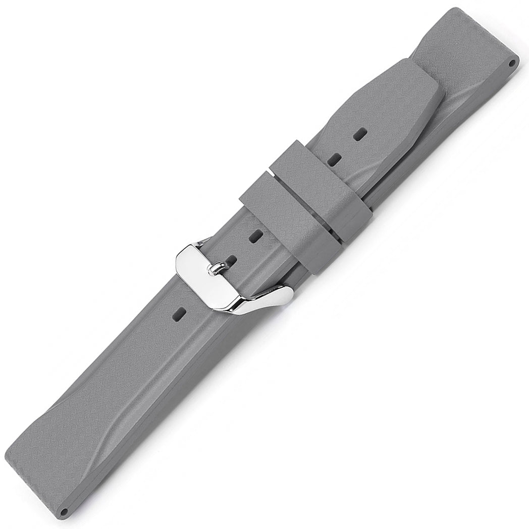 Bonetto Cinturini 324 Light Grey Rubber Watch Strap - Holben's