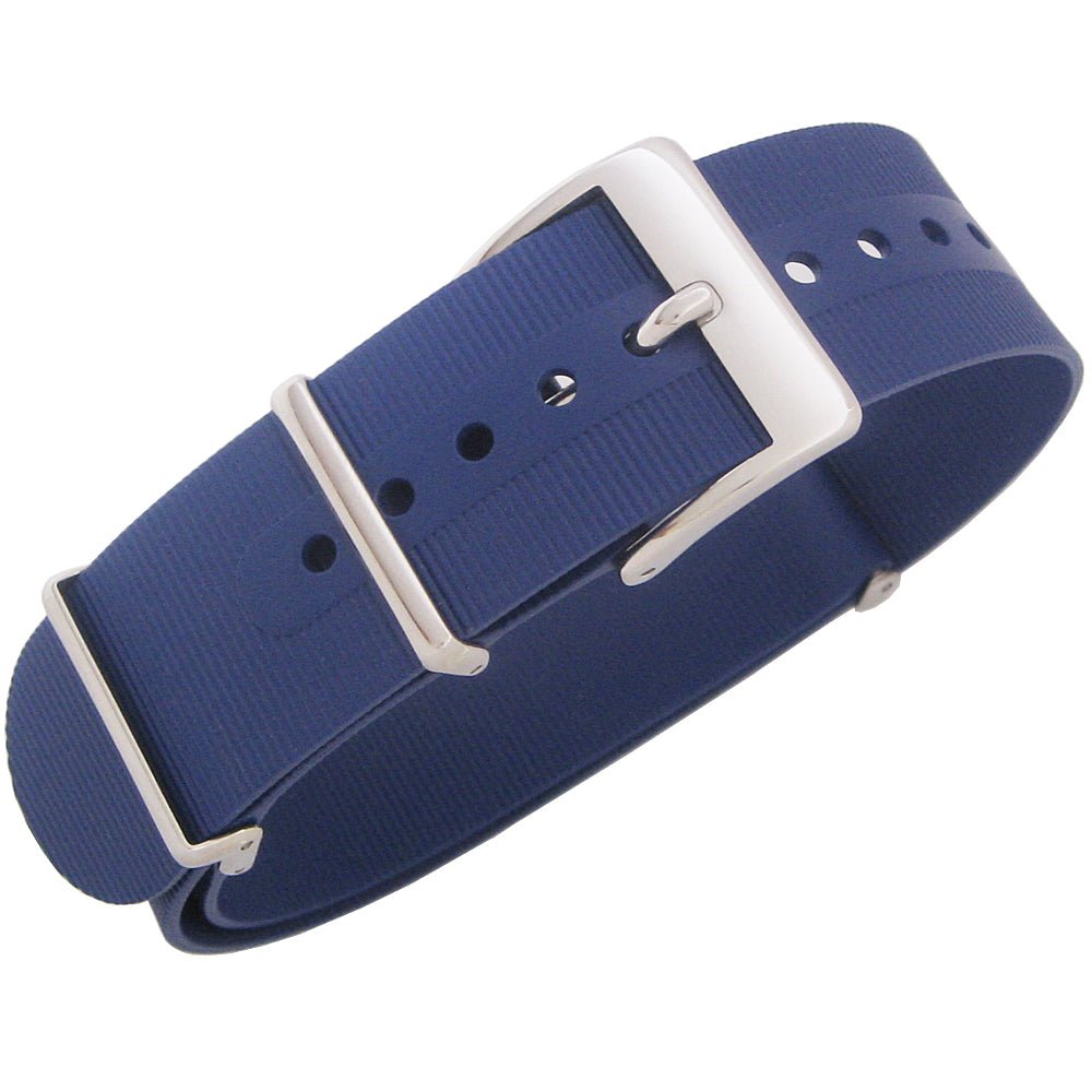 Bonetto Cinturini 328 Blue Rubber NATO Watch Strap - Holben's