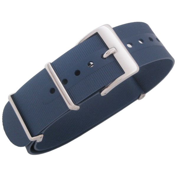 Bonetto Cinturini 328 Blue 294 Rubber NATO Watch Strap - Holben's