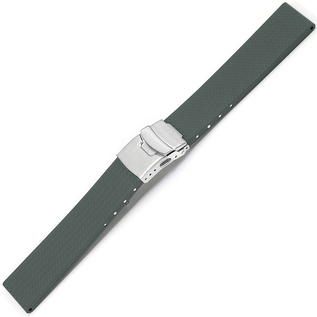 Bonetto Cinturini 400 CT Pearl Grey Rubber Watch Strap - Holben's