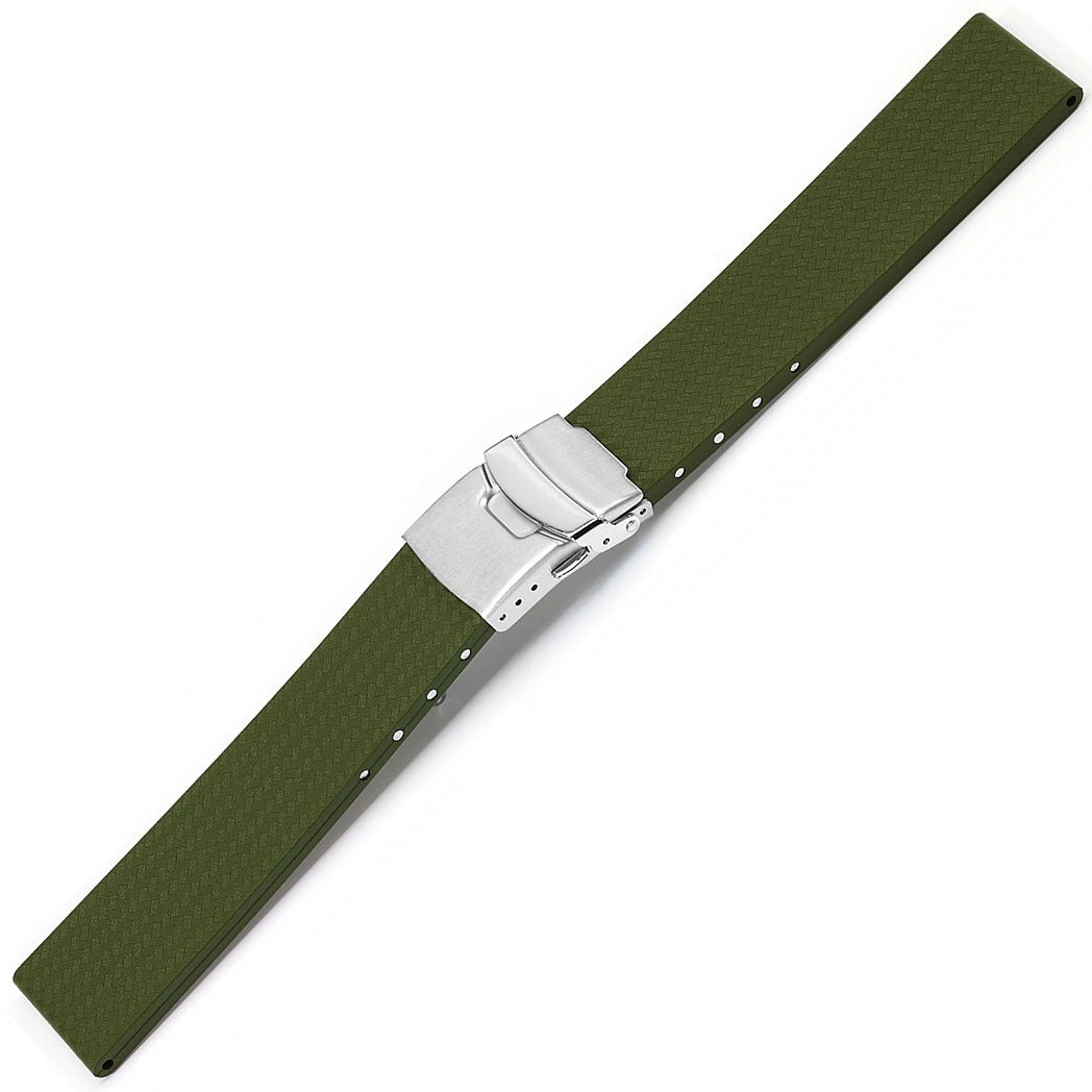 Bonetto Cinturini 400 CT Green N Rubber Watch Strap - Holben's