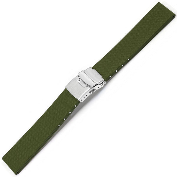 Bonetto Cinturini 400 CT Green N Rubber Watch Strap - Holben's