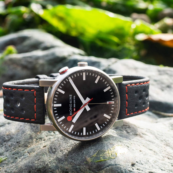 Di-Modell Rallye Black Red Leather Watch Strap-Holben's