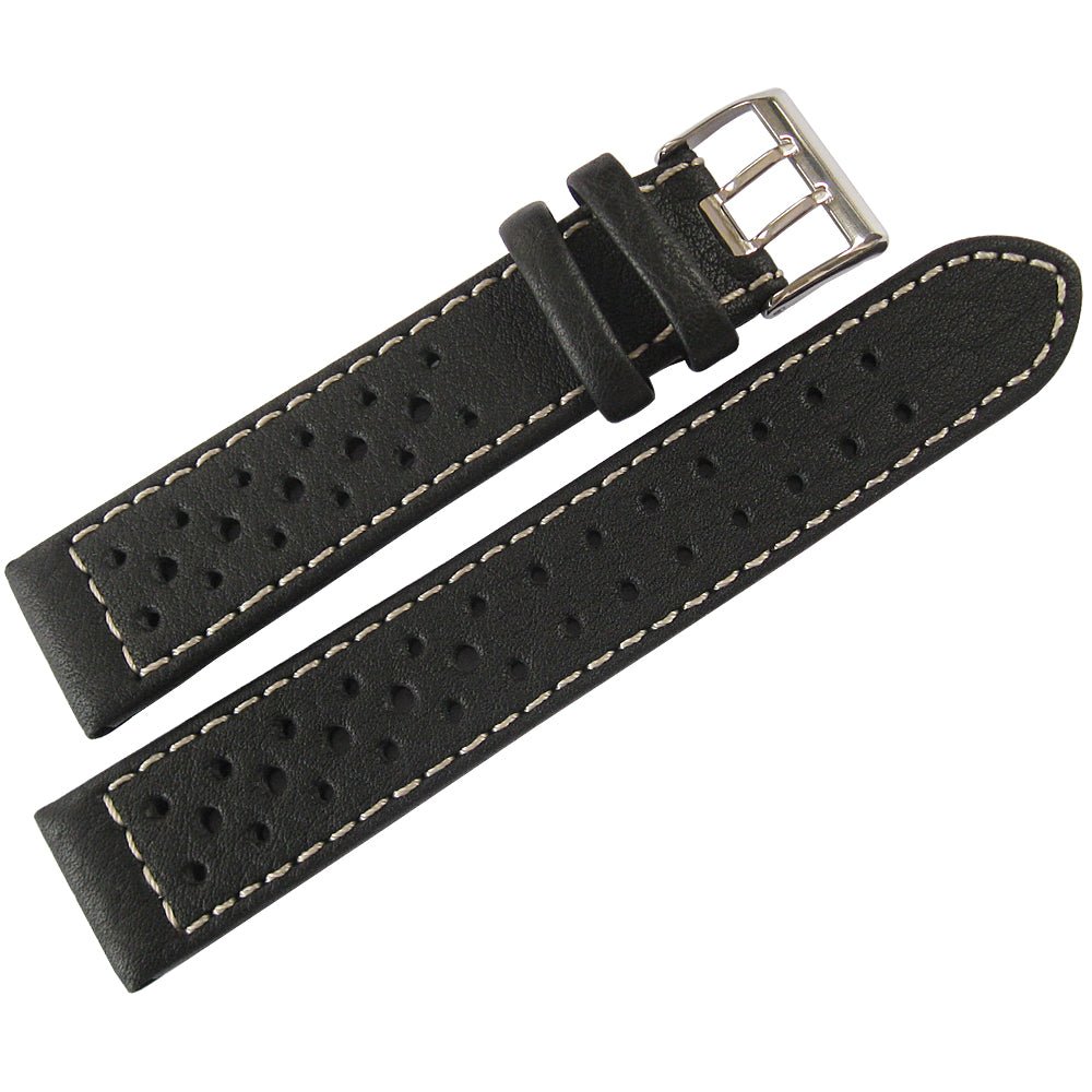 Di-Modell Rallye Black Contrast Stitch Leather Watch Strap-Holben's