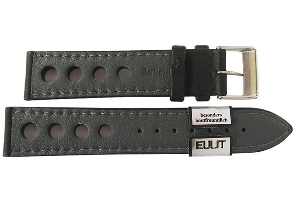 Eulit Racing Leather Watch Strap Black Grey-Stitch-Holben's