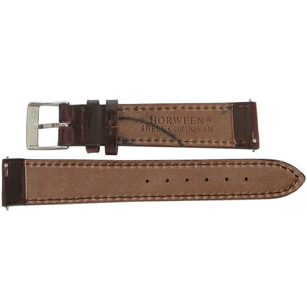 Fluco Horween Shell Cordovan Leather Watch Strap Flat Brown-Holben's
