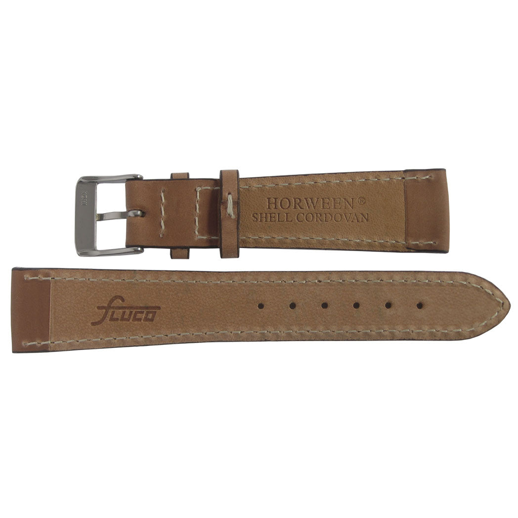 Fluco Chicago Horween Shell Cordovan Whiskey Flat Leather Watch Strap | Holben's