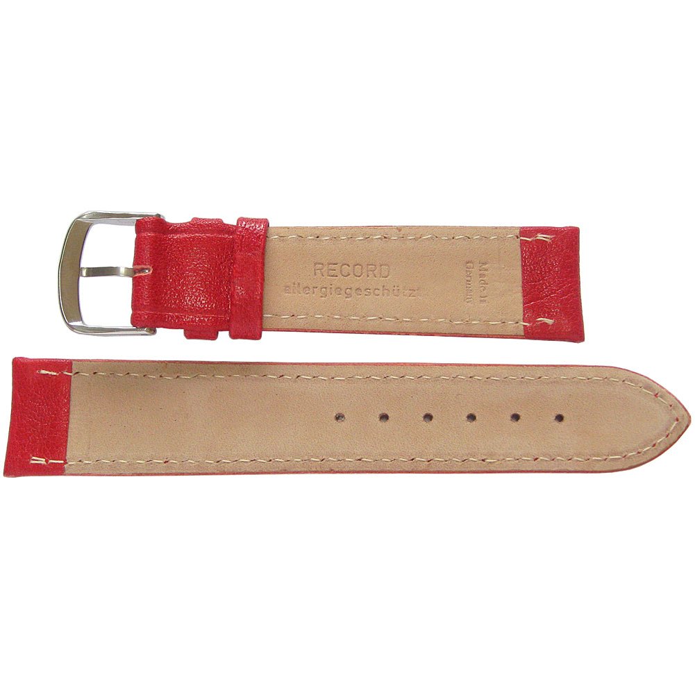 Fluco Record Red Buffalo-Grain Leather Watch Strap | Holben's