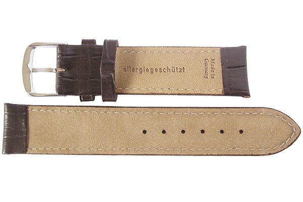 Fluco Kroco Crocodile-Grain Leather Watch Strap Brown-Holben's