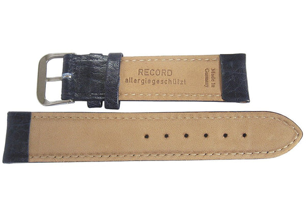 Fluco Record Buffalo-Grain Leather Watch Strap Blue-Holben's