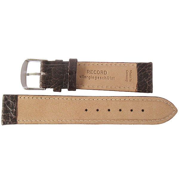 Fluco Record Buffalo-Grain Leather Watch Strap Brown-Holben's