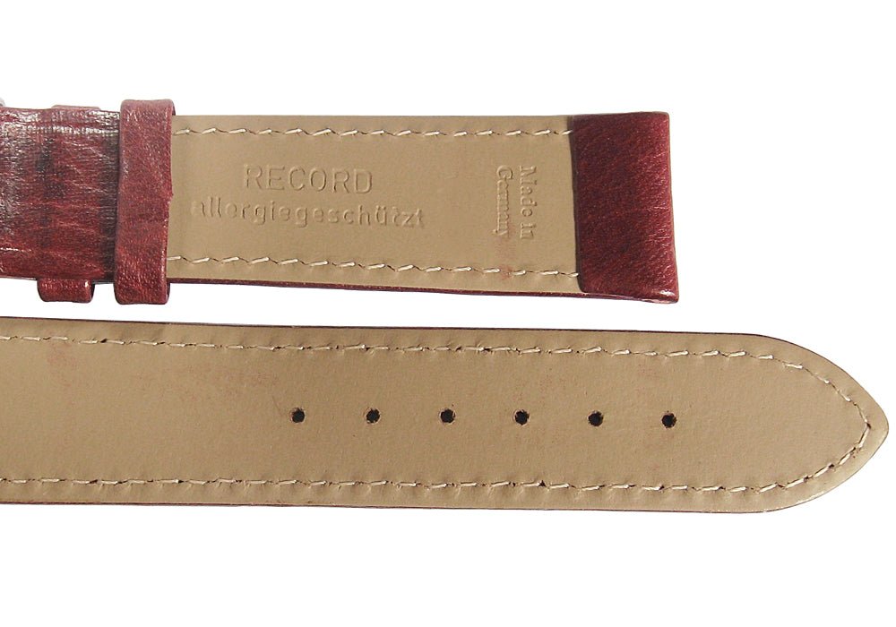 Fluco Record Buffalo-Grain Leather Watch Strap Burgundy-Holben's
