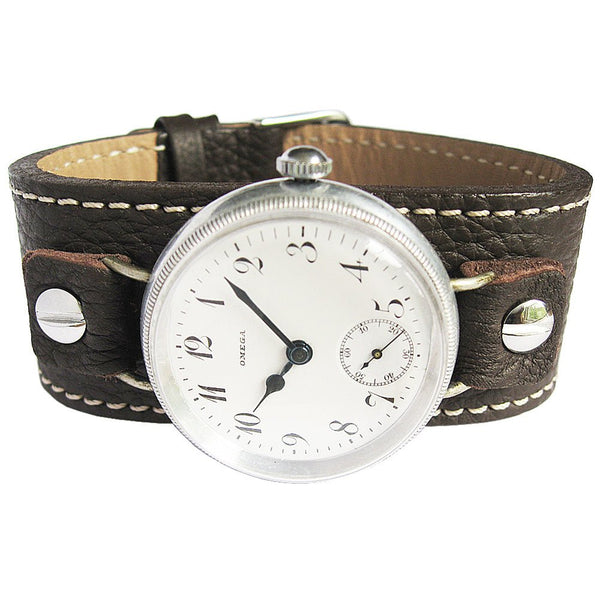 Fluco Vigo Riveted Cuff Brown Leather Watch Strap-Holben's