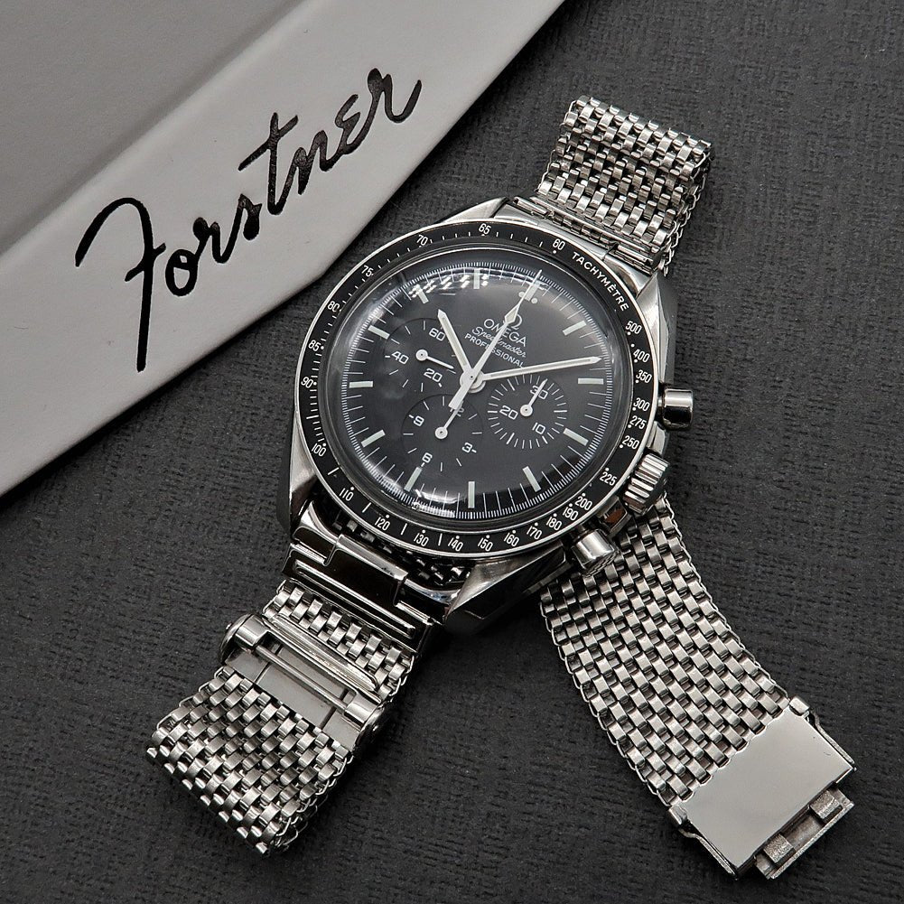 Forstner Komfit JB Wide Horned Stainless Steel Mesh Watch Bracelet | Holbens