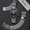 Forstner Komfit JB Wide Horned Stainless Steel Mesh Watch Bracelet | Holbens