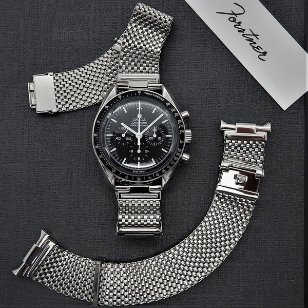 Forstner Komfit JB Wide Horned Stainless Steel Mesh Watch Bracelet | Holbens
